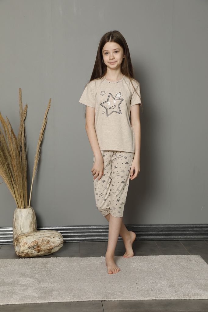 Girls Cotton Pajama Half Sleeve Bermuda