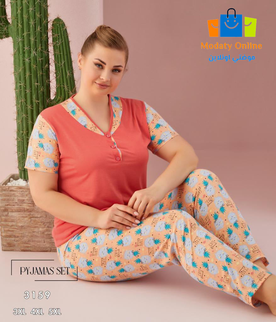 [110101037-3159-3XL] Pajamas Half Sleeve Big Size (3XL)