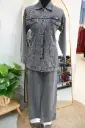Two Piece Jeans Set - Gray
