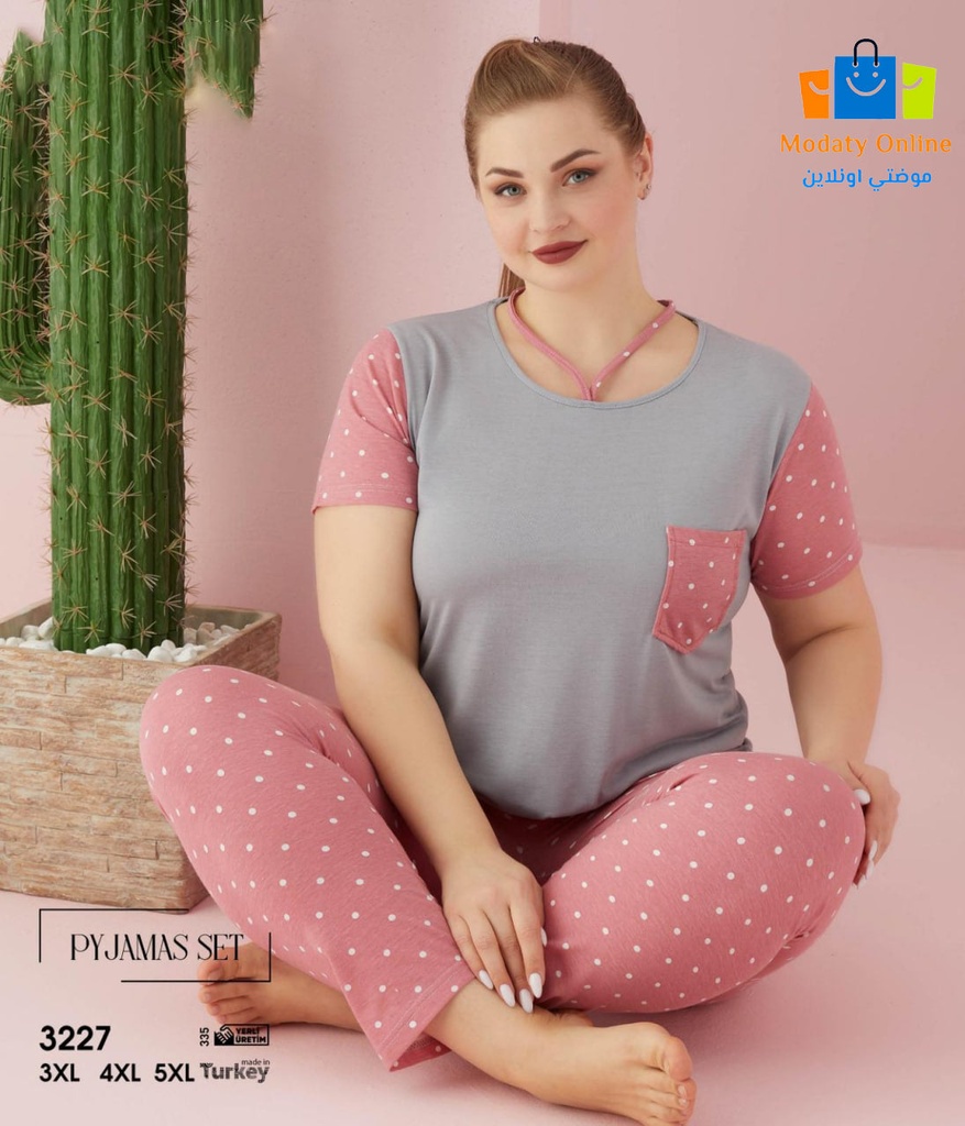 [110101037-3227-3XL] بيجاما نصف كم مقاس كبير (3XL)