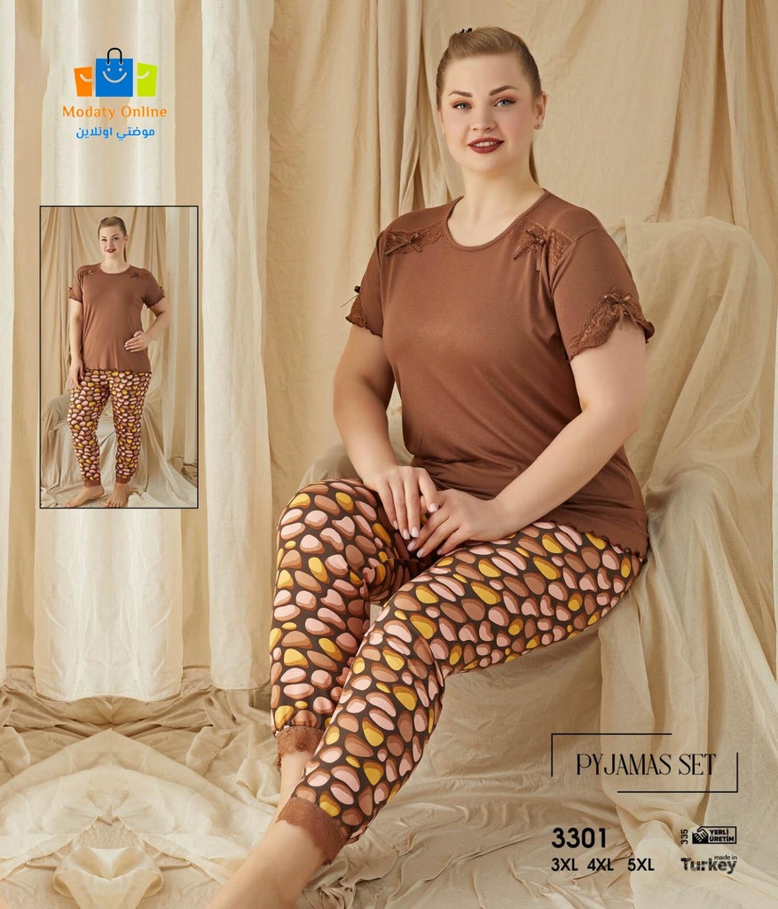 [110101041-3301-3XL] بيجاما نصف كم مقاس كبير (3XL)