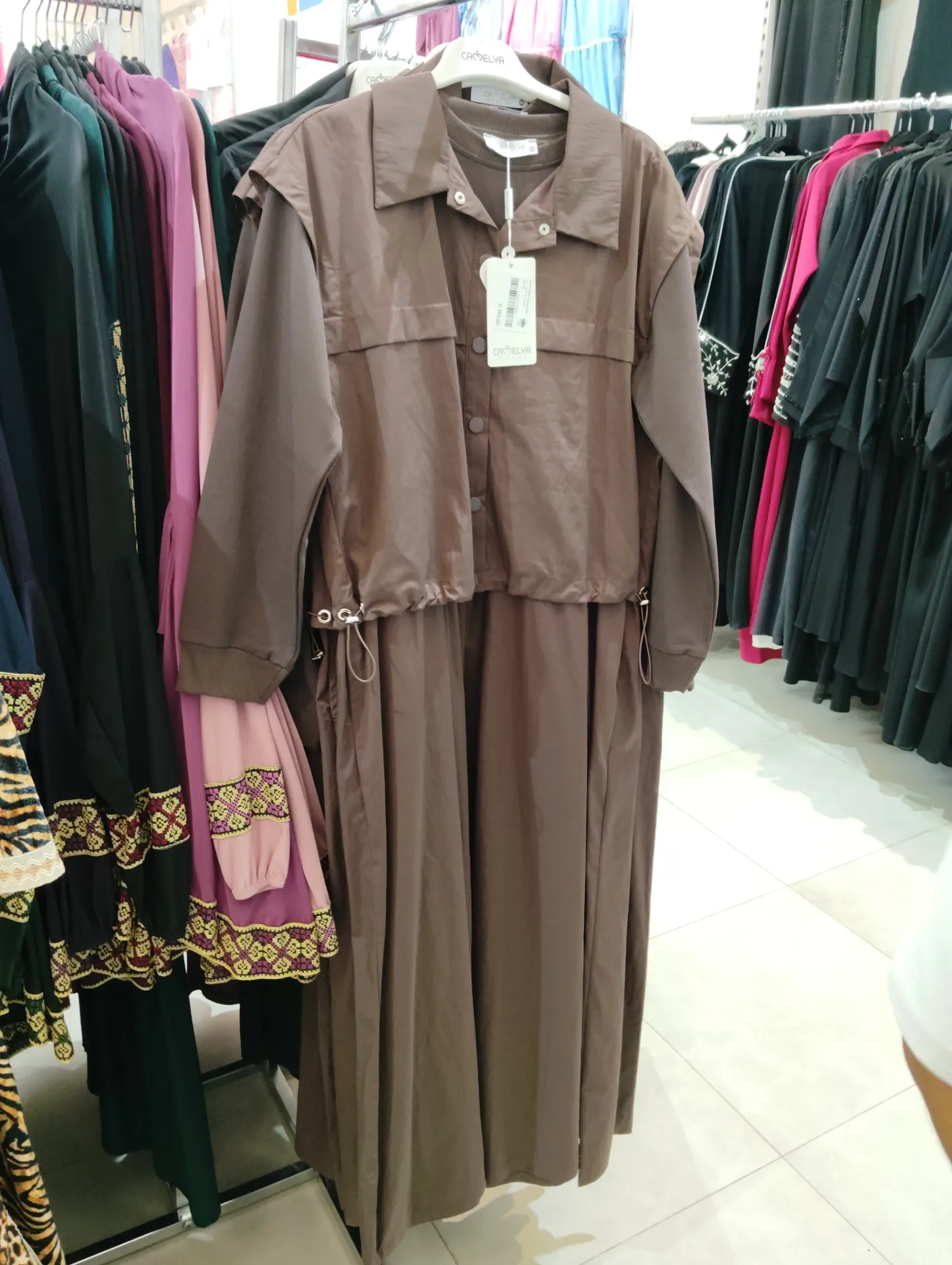 [869-37772-38] فستان مع جاكيت - بني (38)