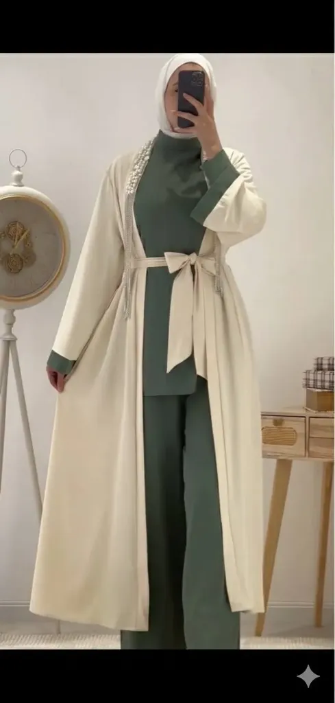فستان و عباية زيتي