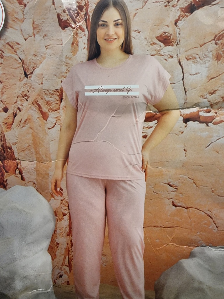 [110101055-9027056-3XL] بيجاما نصف كم مقاس كبير (3XL)