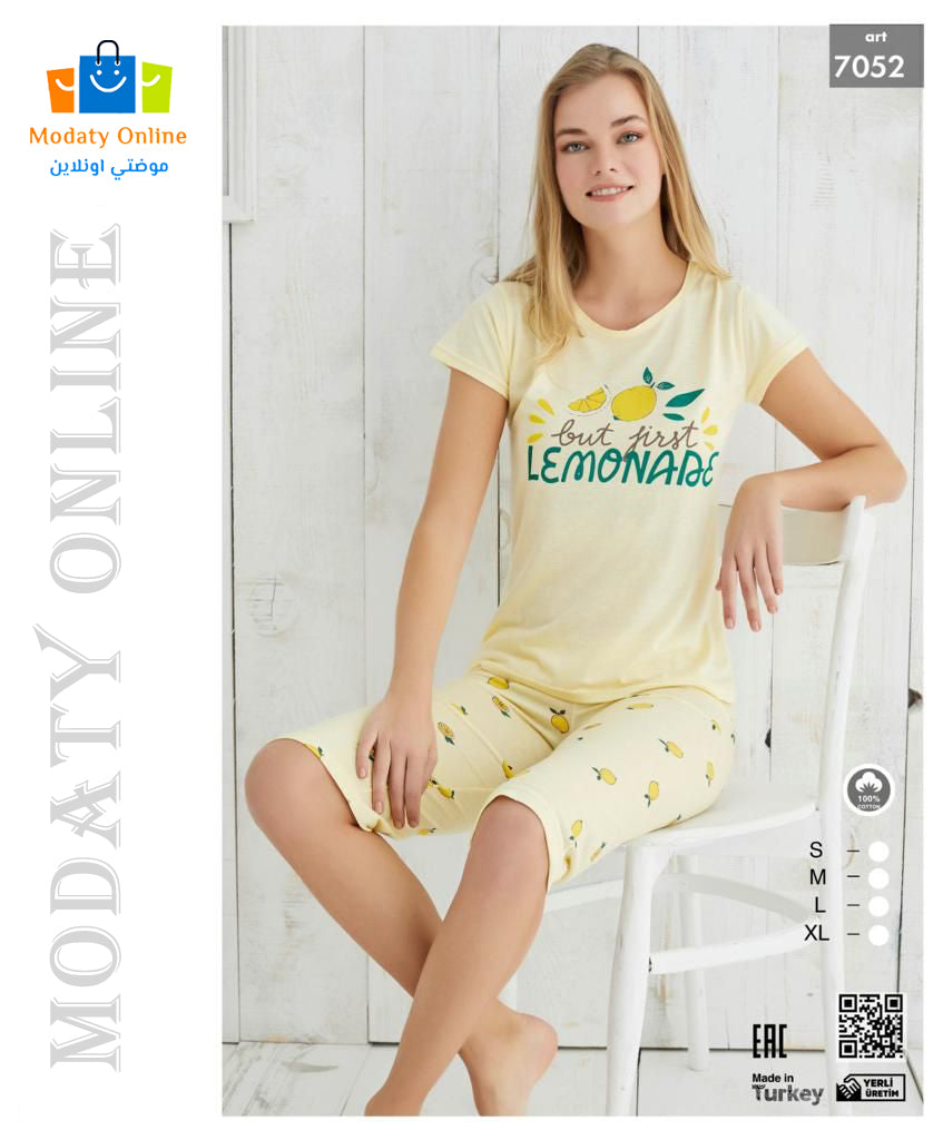 [110101046-7052-S] Pajamas Half Sleeves Bermuda Woman (S)