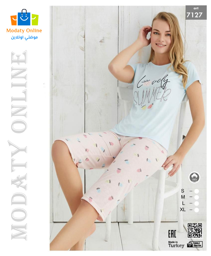 [110101046-7127-S] Pajamas Half Sleeves Bermuda Woman (S)
