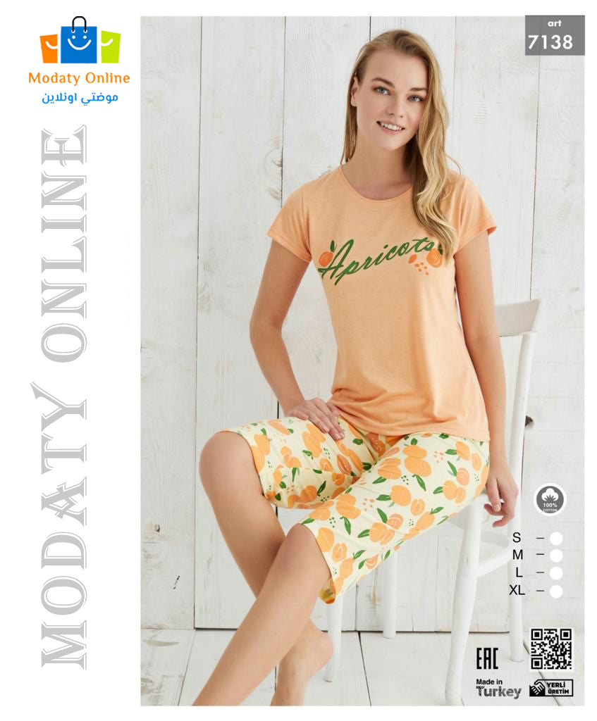 [110101046-7138-S] Pajamas Half Sleeves Bermuda Woman (S)