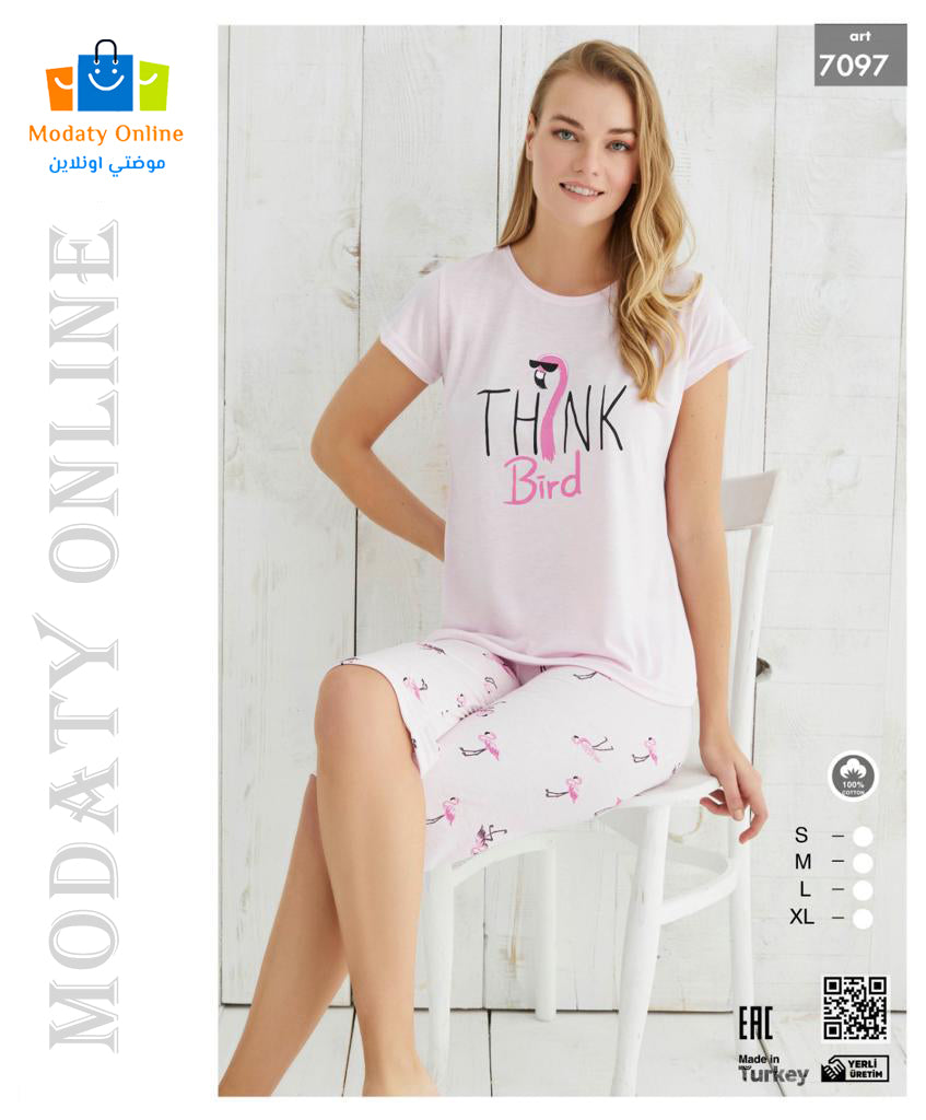 [110101046-7097-S] Pajamas Half Sleeves Bermuda Woman (S)