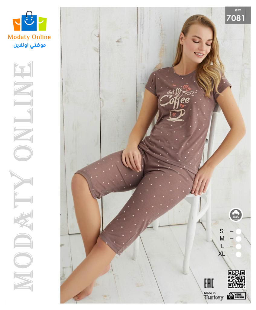 [110101046-7081-S] Pajamas Half Sleeves Bermuda Woman (S)