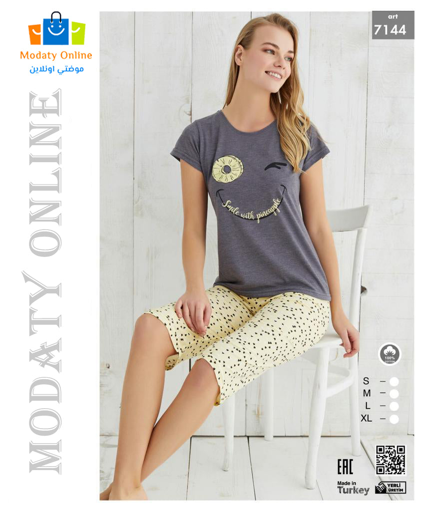 [110101046-7144-S] Pajamas Half Sleeves Bermuda Woman (S)