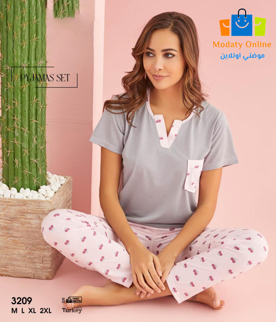 [110101038-3209-M] Pajamas Half Sleeves Woman Cotton (M)