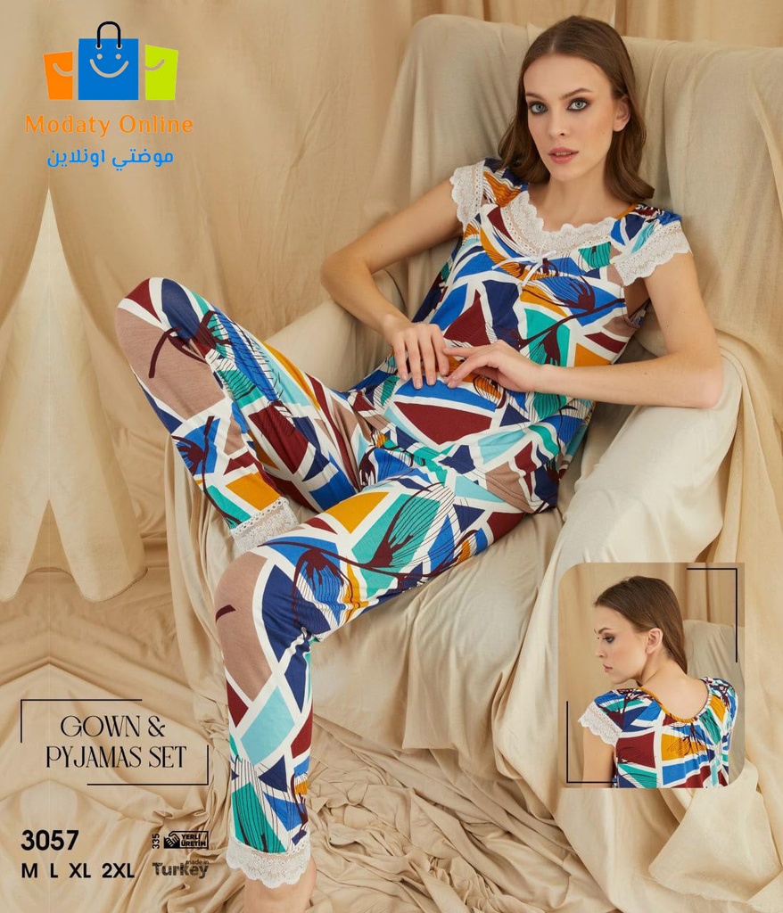 [110101043-3057-M] Pajamas Half Sleeves Woman Cotton (M)