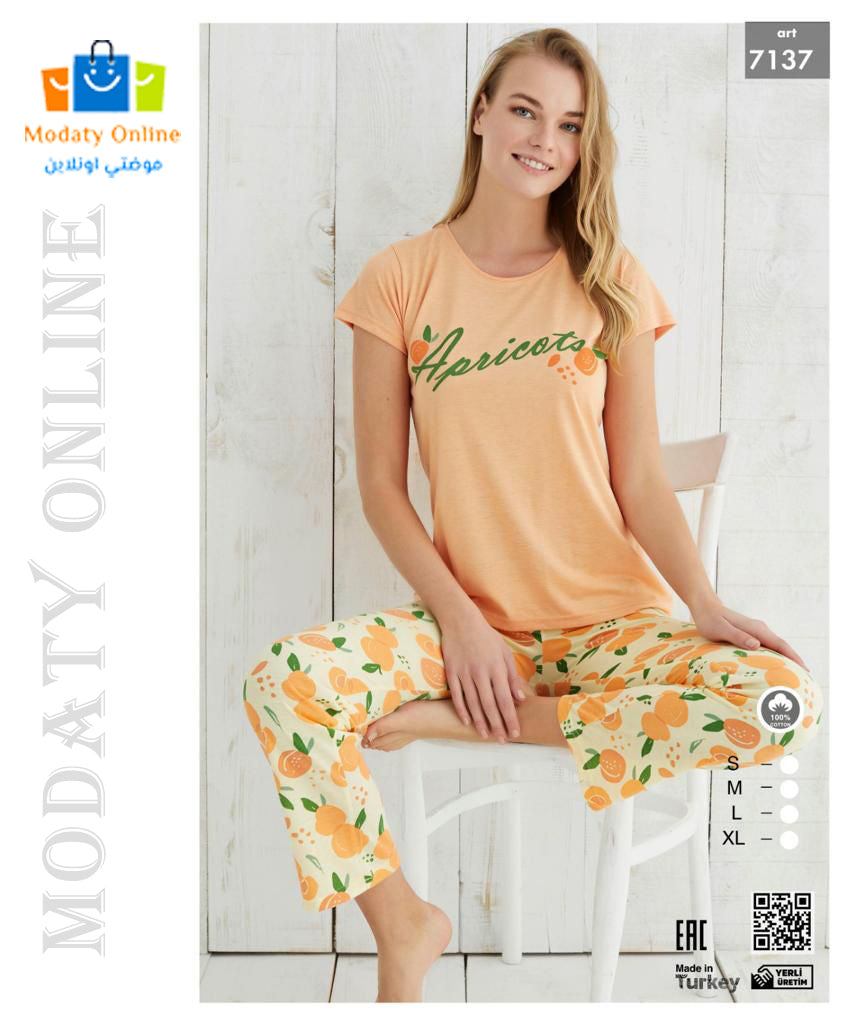 [110101047-7137-S] Pajamas Half Sleeves Woman Cotton (S)