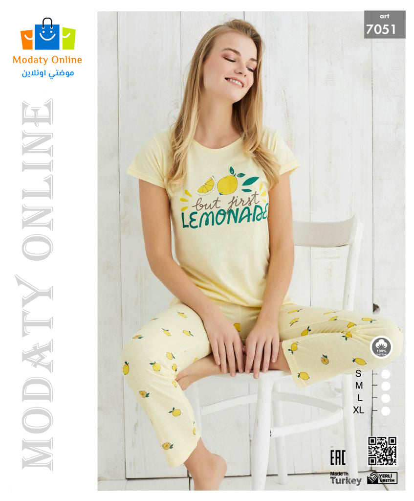 [110101047-7051-S] Pajamas Half Sleeves Woman Cotton (S)