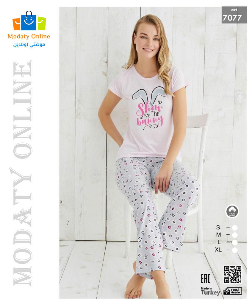 [110101047-7077-S] Pajamas Half Sleeves Woman Cotton (S)