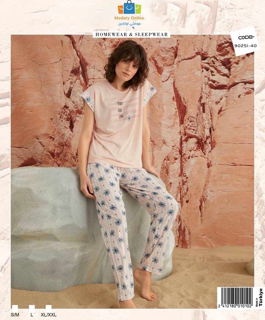 [110101050-9025140-S~M] Pajamas Half Sleeves Woman Cotton (S~M)