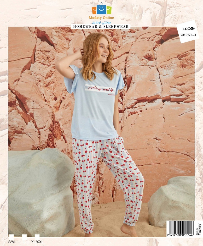 [110101051-902573-S~M] Pajamas Half Sleeves Woman Cotton (S~M)