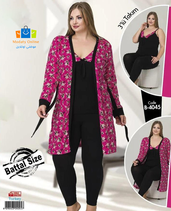 Pajamas Set 3 Piece Cotton Kimono
