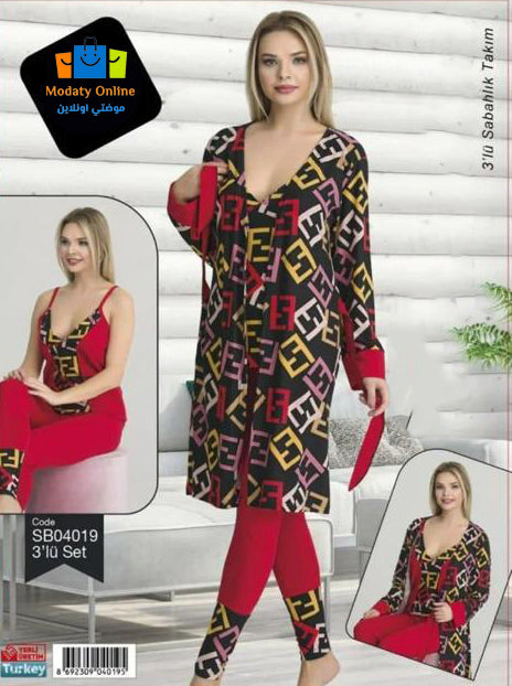 [110102011-4019] طقم رداء كيمونو 3  قطع