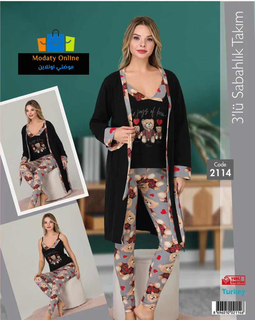 [110102013-2114] طقم رداء كيمونو 3  قطع