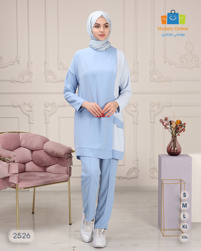 [1103027-2526-Blue-S] Tracksuit Set Cotton Sky Blue (S)