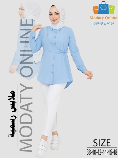 [1106010-50040-BLUE-M] قميص نسائي كاجوال سماوي (M)