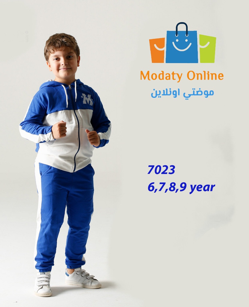 [3102016-7023-7 Year-Blue White] Boy Sports Pajamas (7 Year)