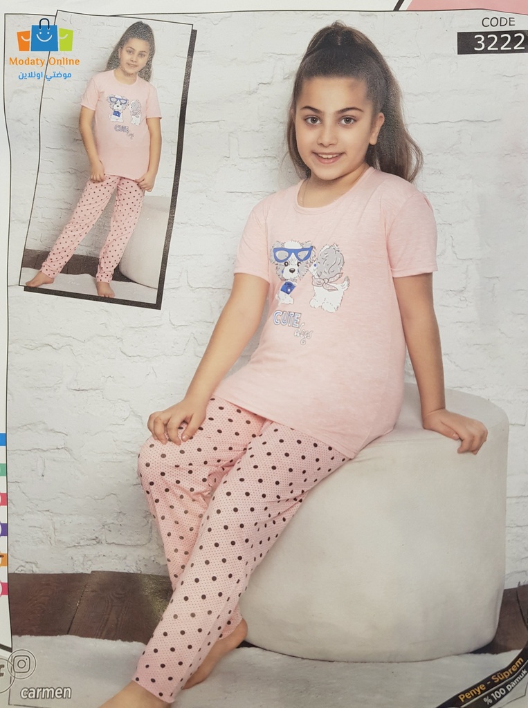 [3102019-3222-4~5] Girls Cotton Pajama Half Sleeve trouser (4 Year)