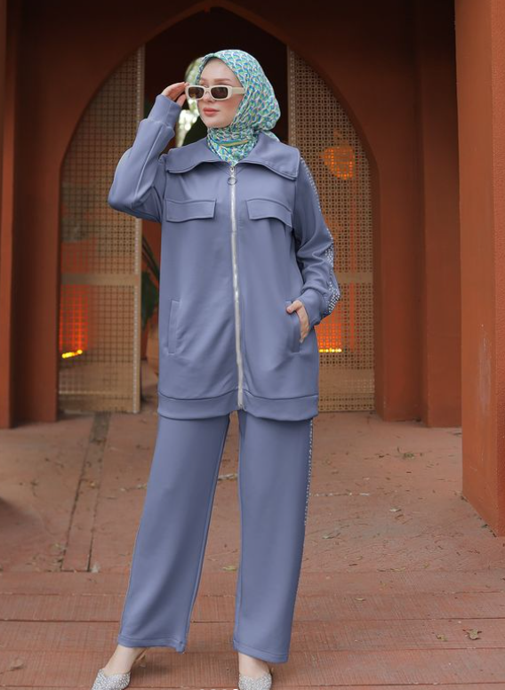 [869-22578-s-m] Tracksuit Set Cotton Gray (S~M)