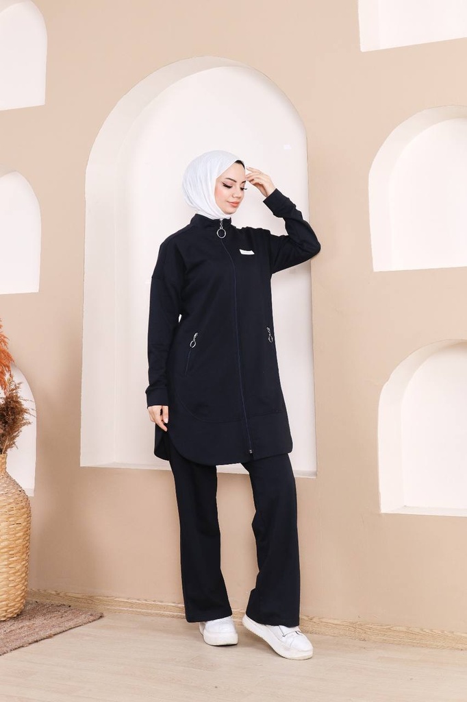 [869-71182-2-M] Tracksuit Set Cotton D-Blue (M)