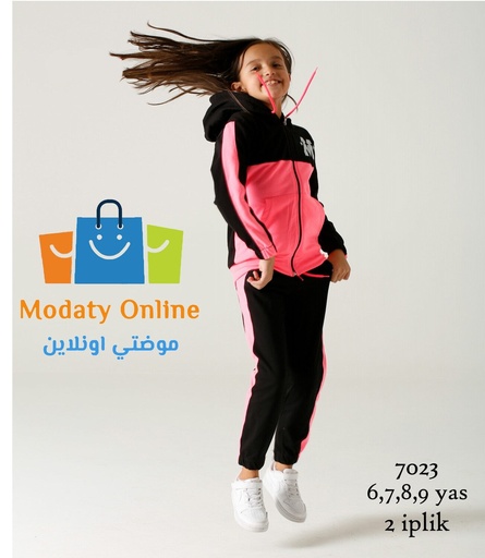 [3102016-7023-6Y-PinkBlack] Girls Sports Pajamas (6 Year)