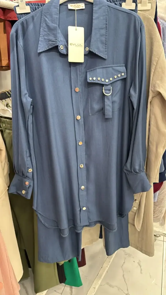 [869-1922-1-M] Set Two Pieces D-Blue طقم محجبات قطعتين (M)