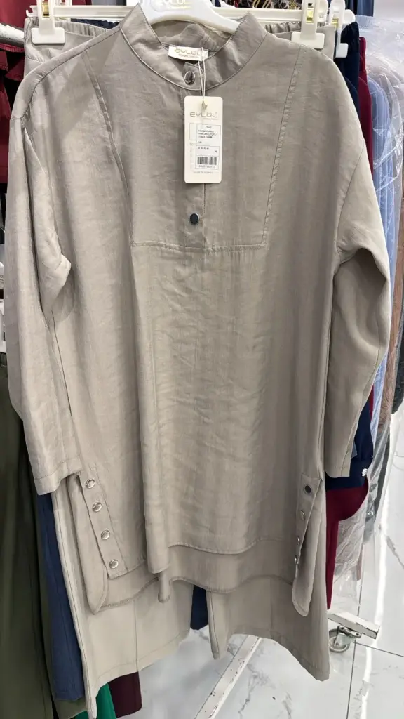 [869-1947-1-M] Set Two Pieces Gray طقم محجبات قطعتين  (M)