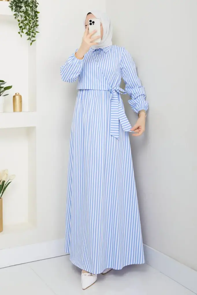 [869-3707-S] Long Dress Blue (S)
