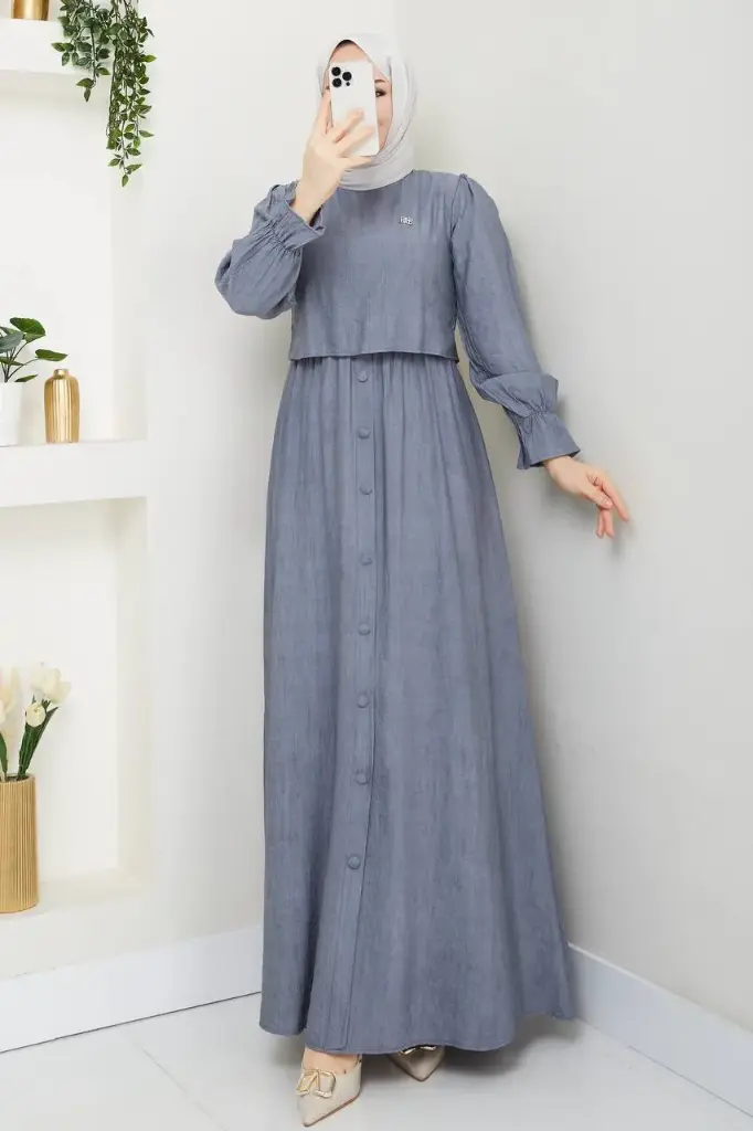 [869-3710-S] Long Dress Blue (S)