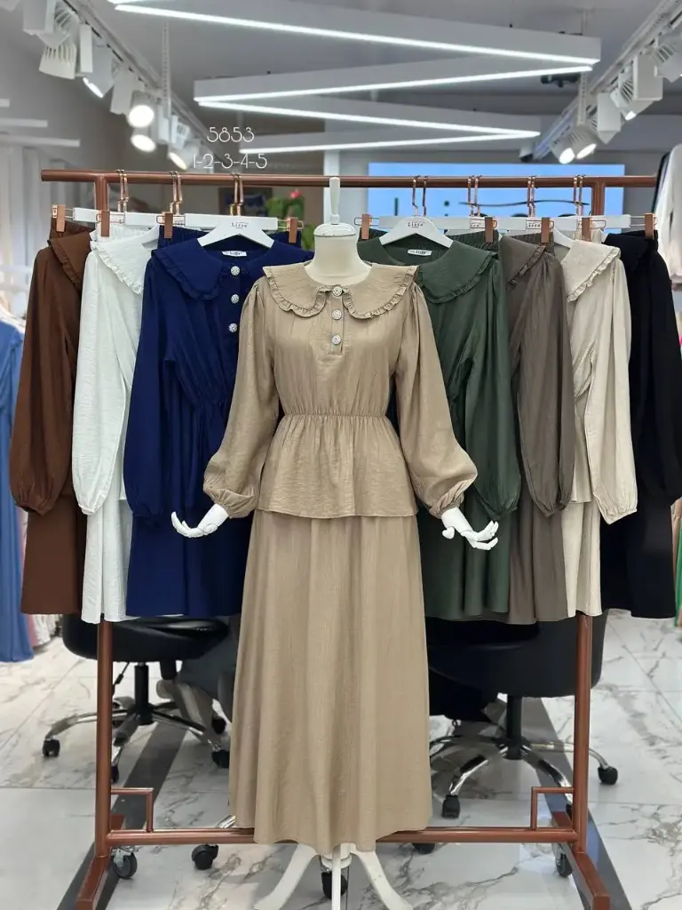 [869-5853-M] Tracksuit Set blouse with skirt Olive (M)