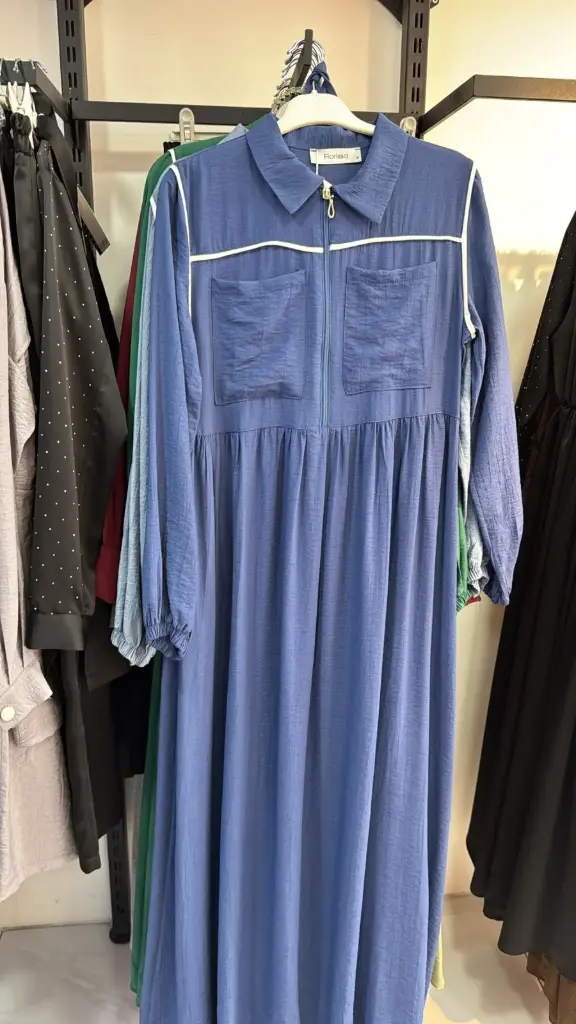 [869-2518-1-M] Long Dress D-Blue (M)