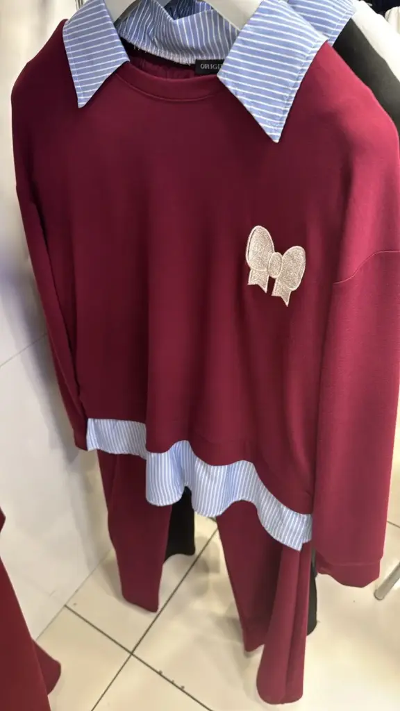 [869-122-S] Set Two Pieces D-Red طقم محجبات قطعتين (S)