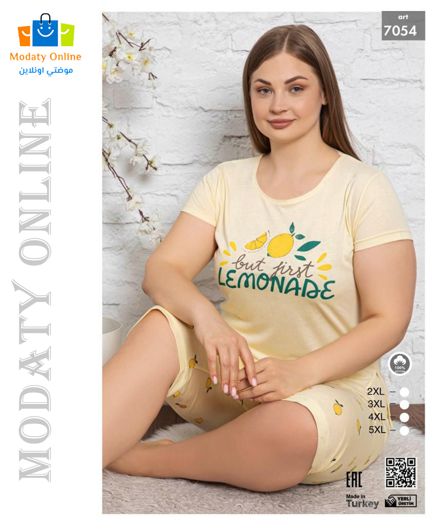 [110101045-7054-2XL] Pajamas Half Sleeve Bermuda Big Size (2XL)